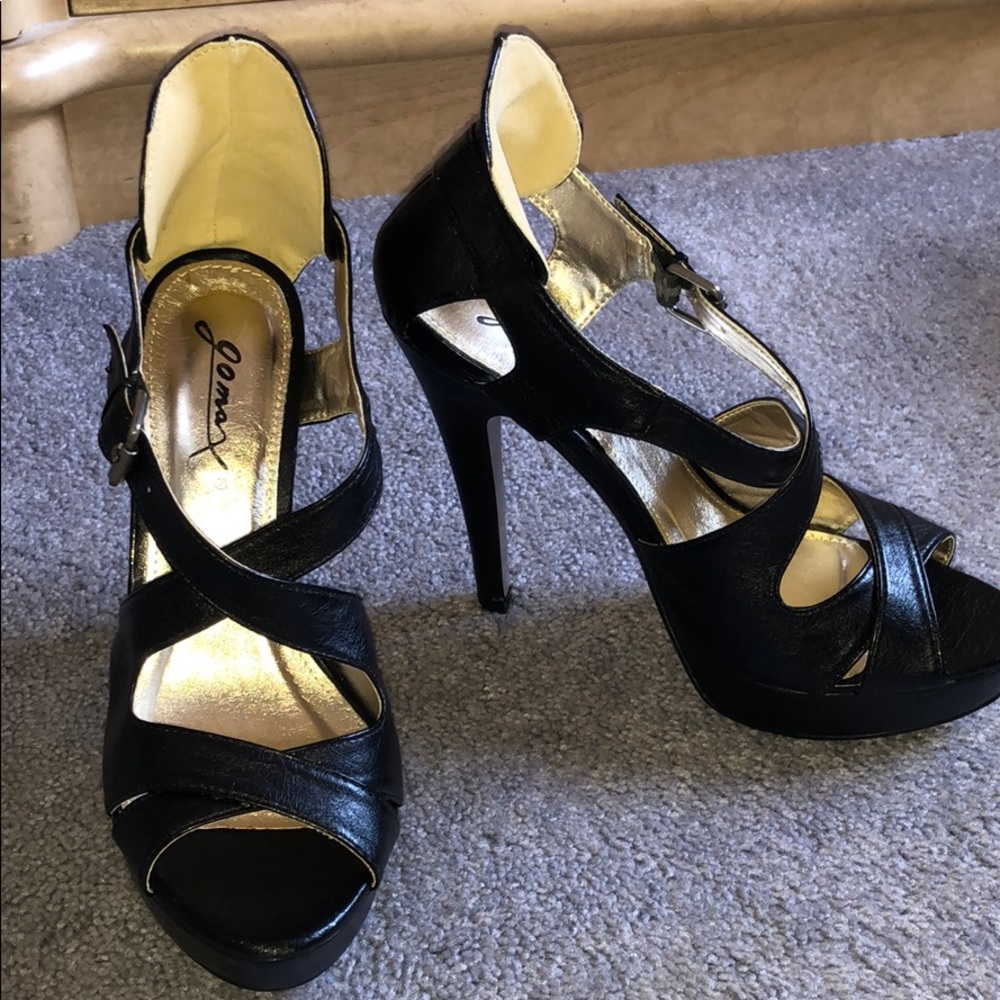 Jomax Black Leather Heels